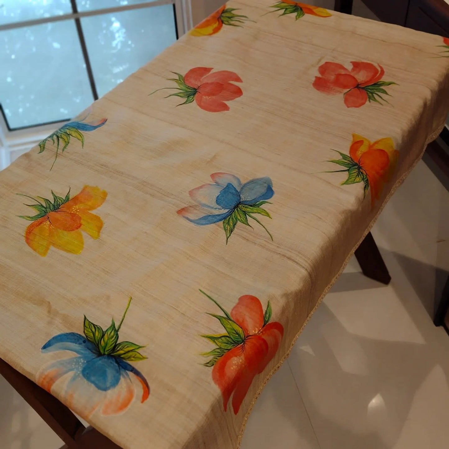 Hand-Painted Dupatta In Tusser Silk elegance