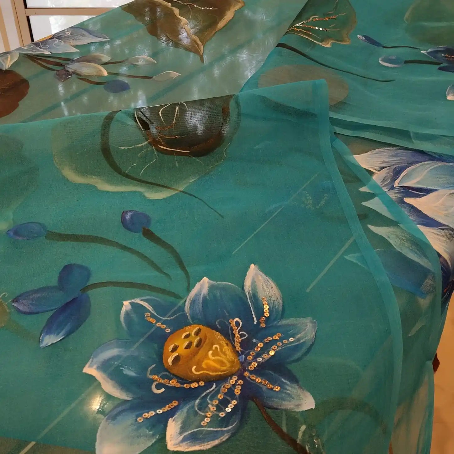 Gorgeous Hand-Painted Organza Dupatta