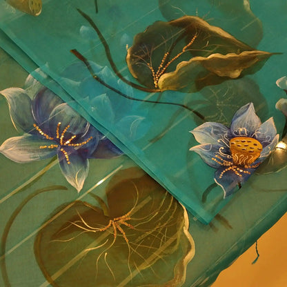 Gorgeous Hand-Painted Organza Dupatta