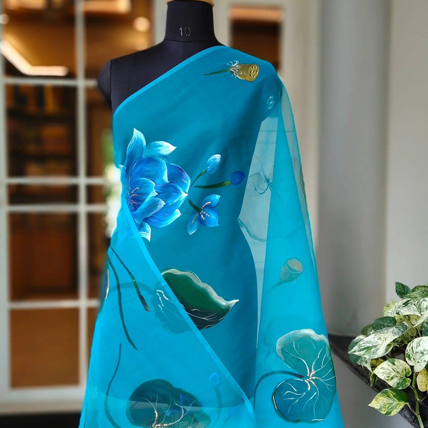 Gorgeous Hand-Painted Organza Dupatta