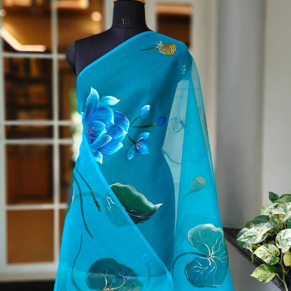 Gorgeous Hand-Painted Organza Dupatta
