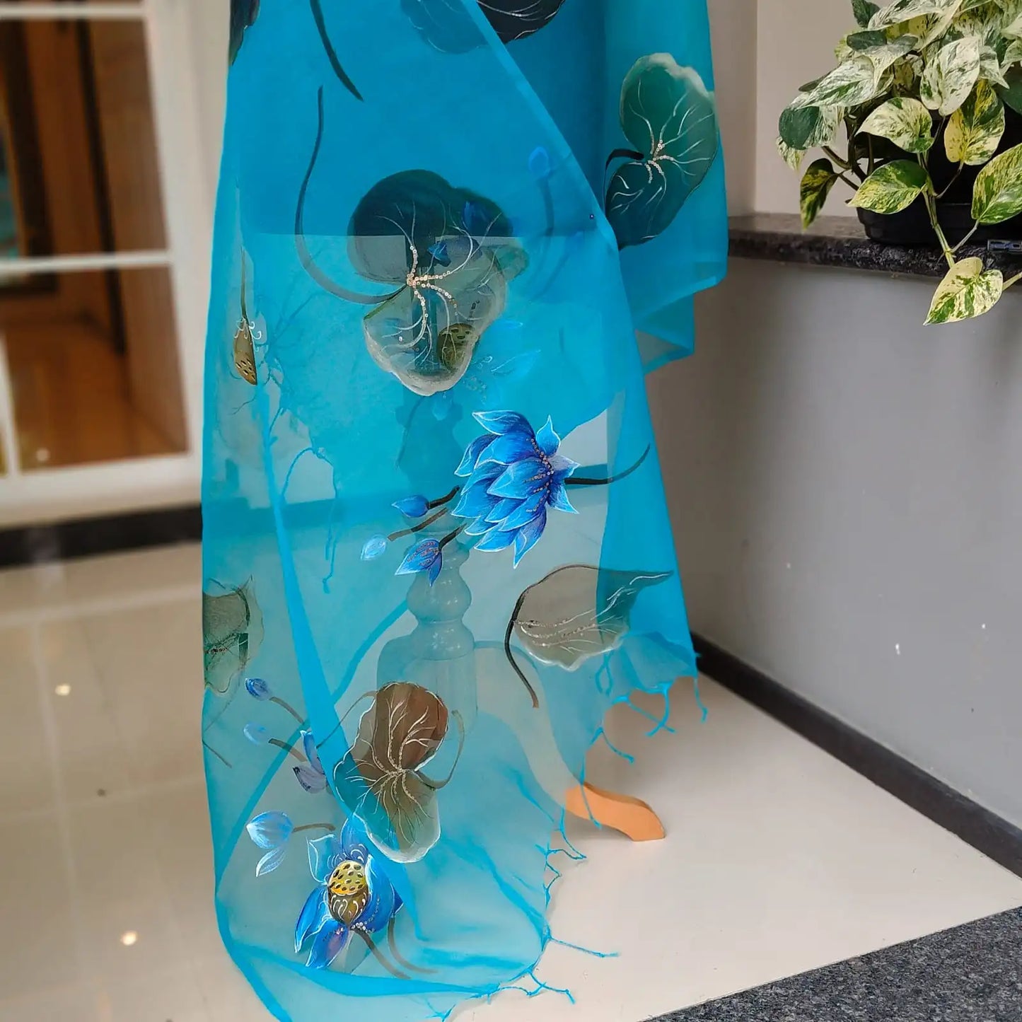 Gorgeous Hand-Painted Organza Dupatta