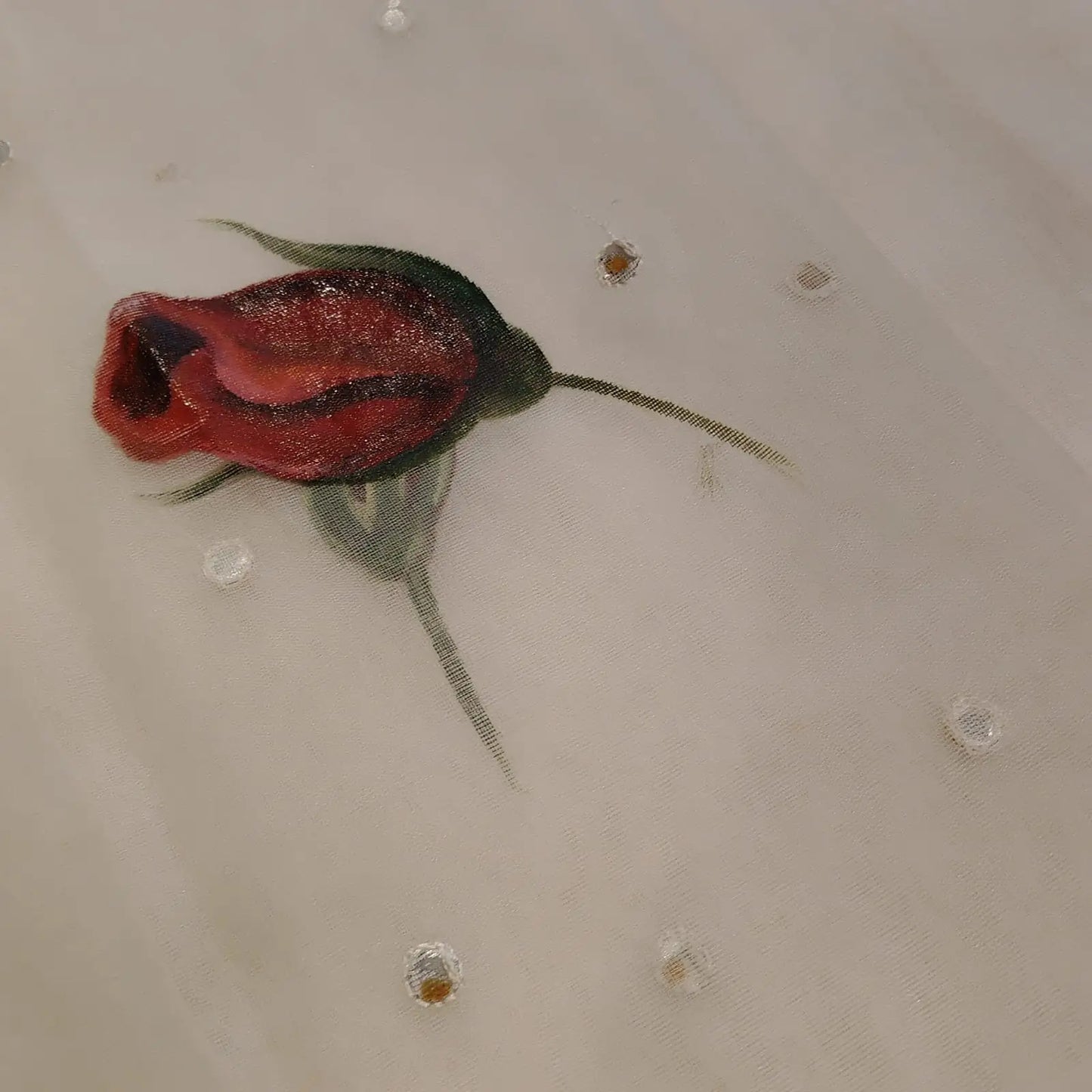 Rosebuds painted on Organza Dupatta