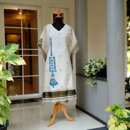 Hand-Painted Semi Stitched Kaftan