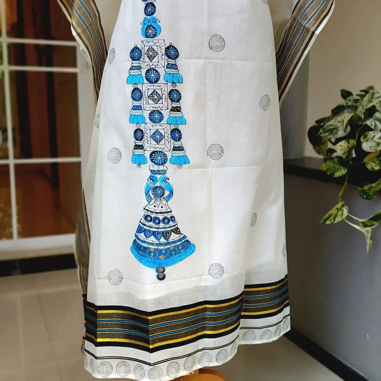 Hand-Painted Semi Stitched Kaftan