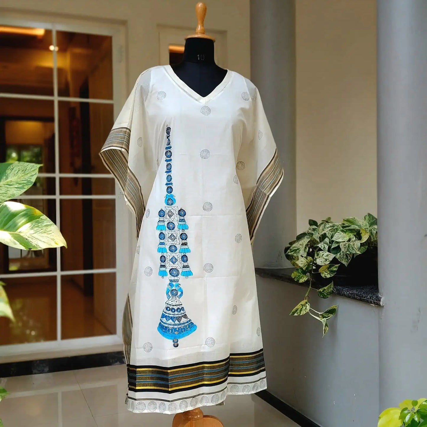 Hand-Painted Semi Stitched Kaftan
