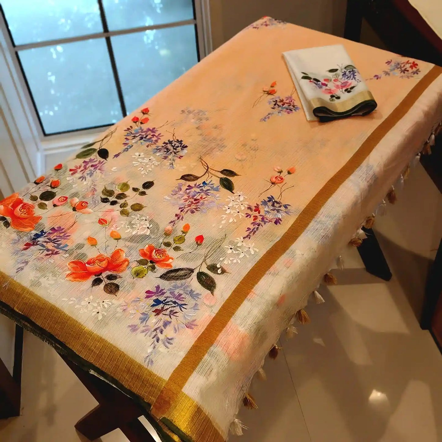 Gorgeous Art On Kota Doria Saree