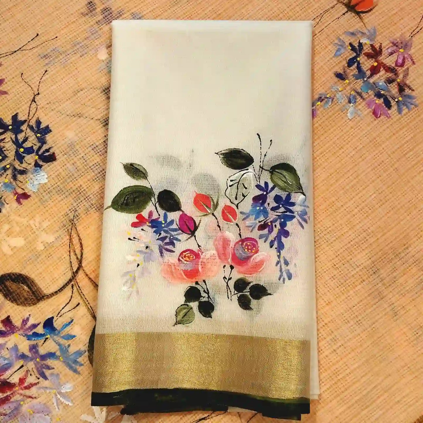 Gorgeous Art On Kota Doria Saree