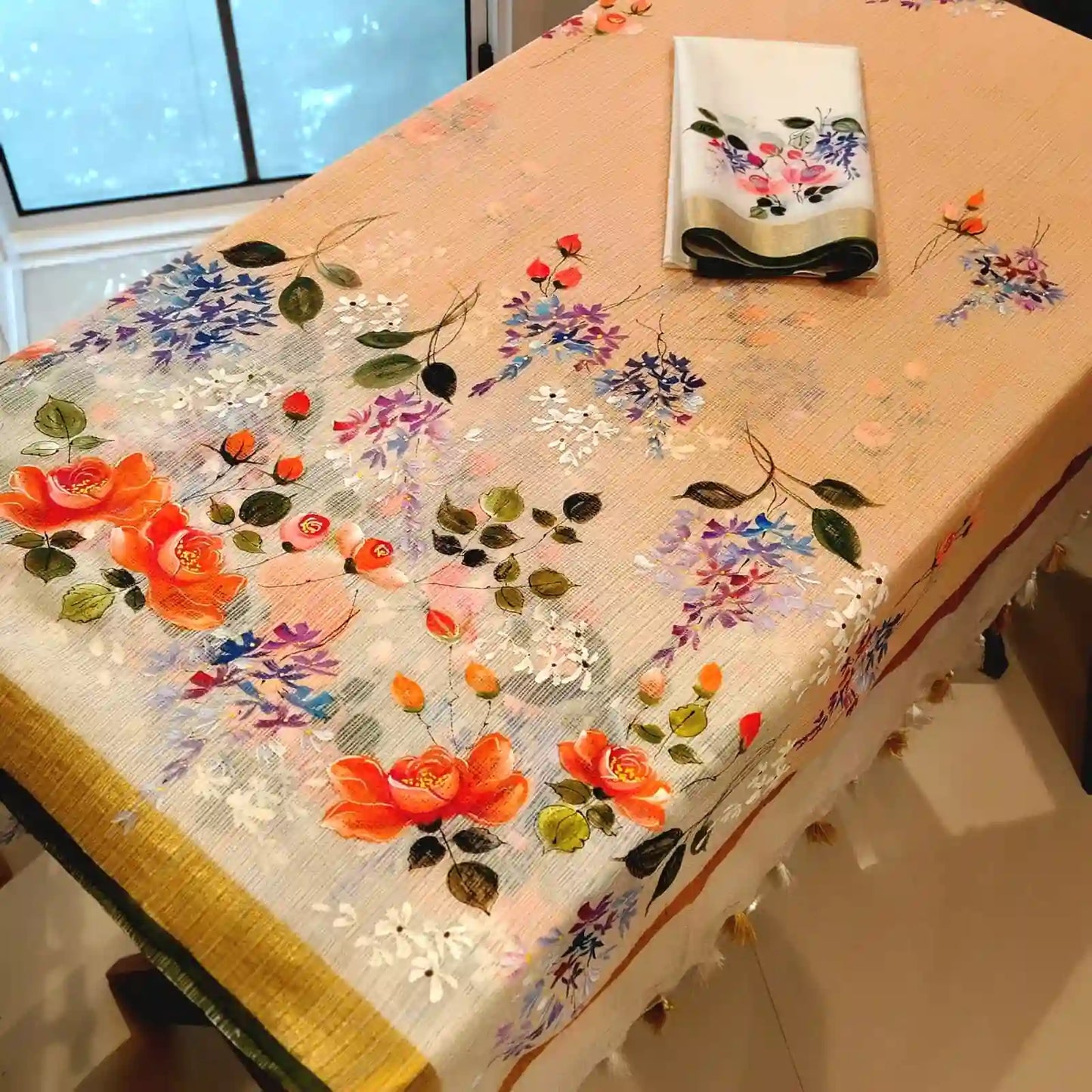 Gorgeous Art On Kota Doria Saree