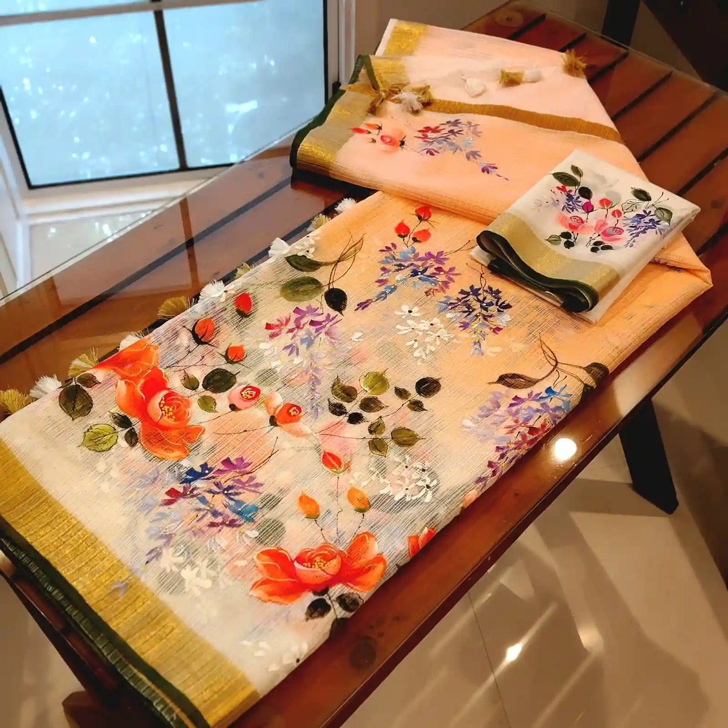 Gorgeous Art On Kota Doria Saree