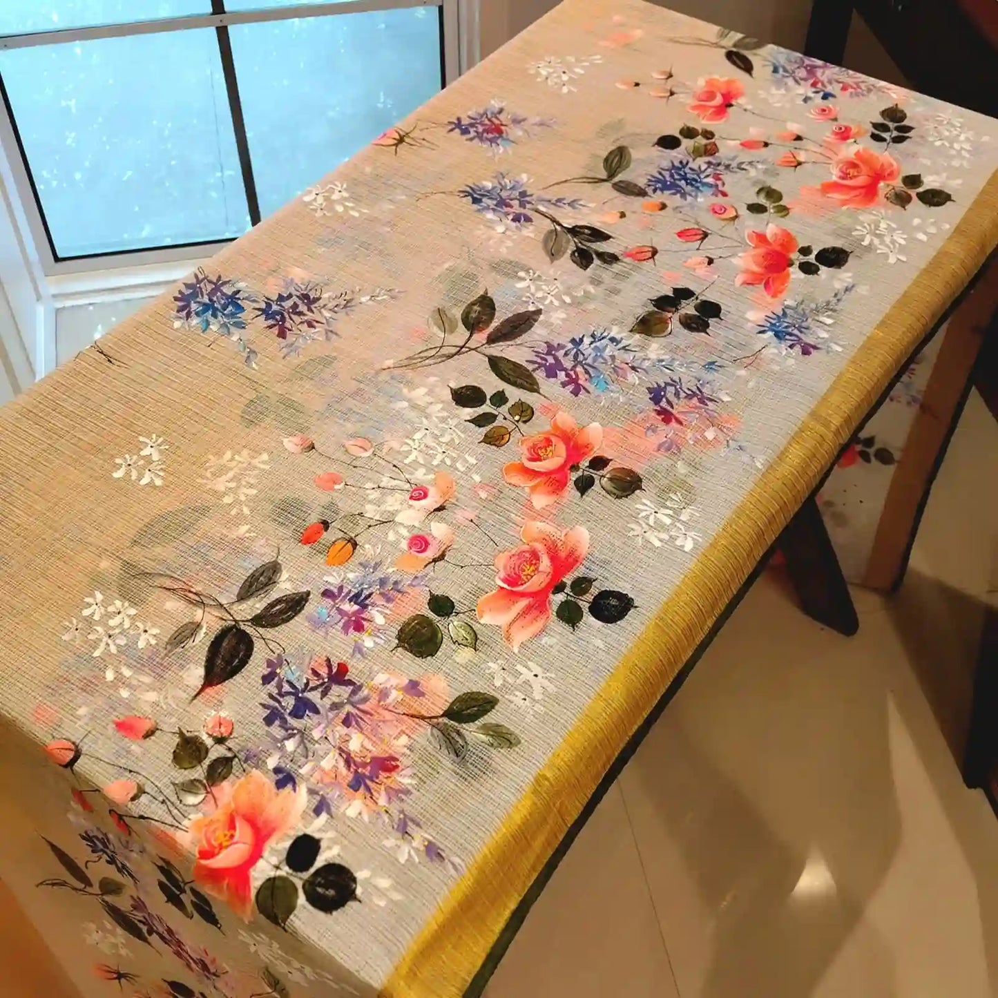 Gorgeous Art On Kota Doria Saree
