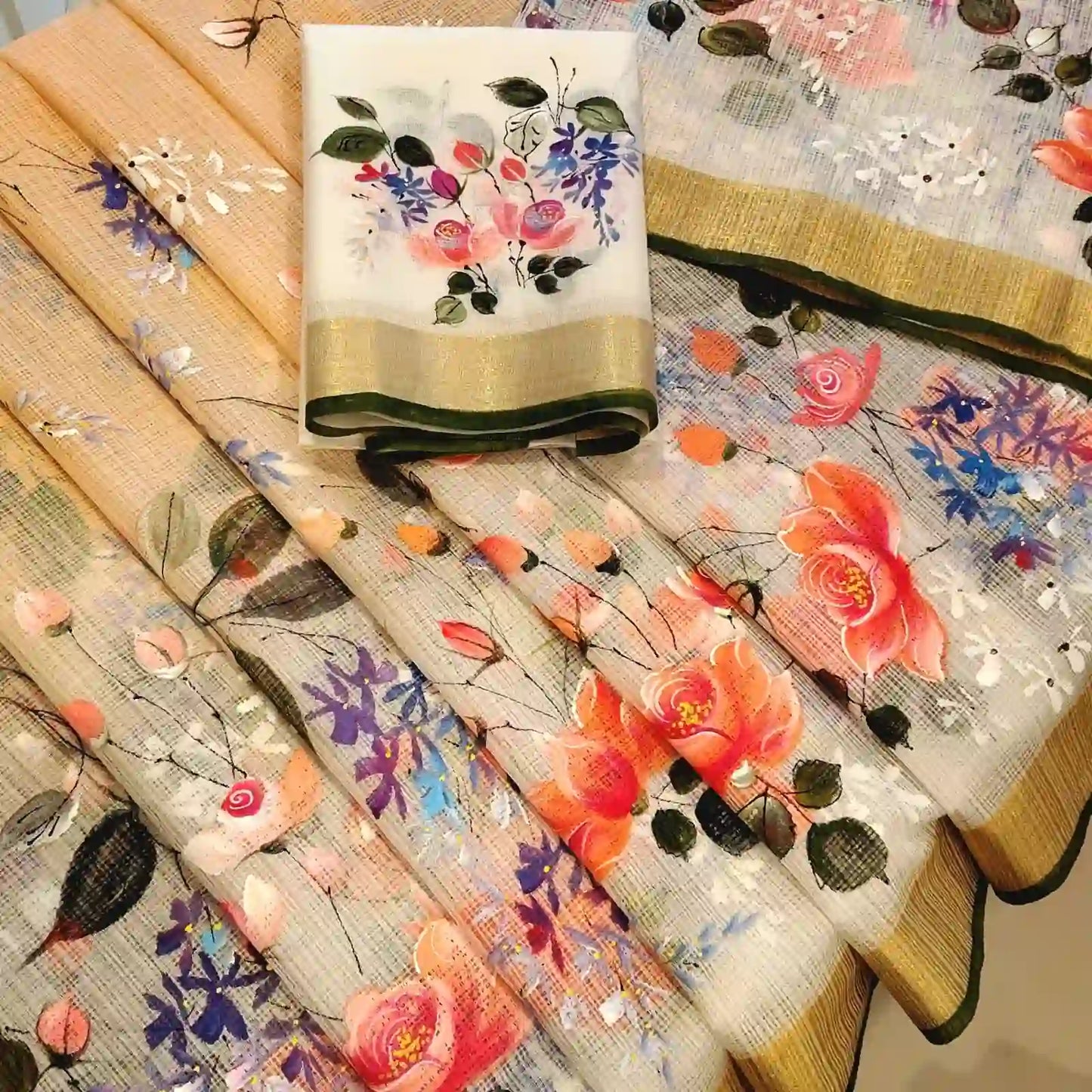 Gorgeous Art On Kota Doria Saree