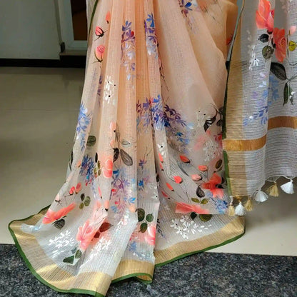 Gorgeous Art On Kota Doria Saree