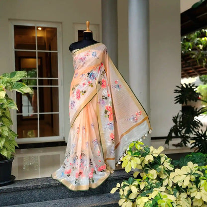 Gorgeous Art On Kota Doria Saree