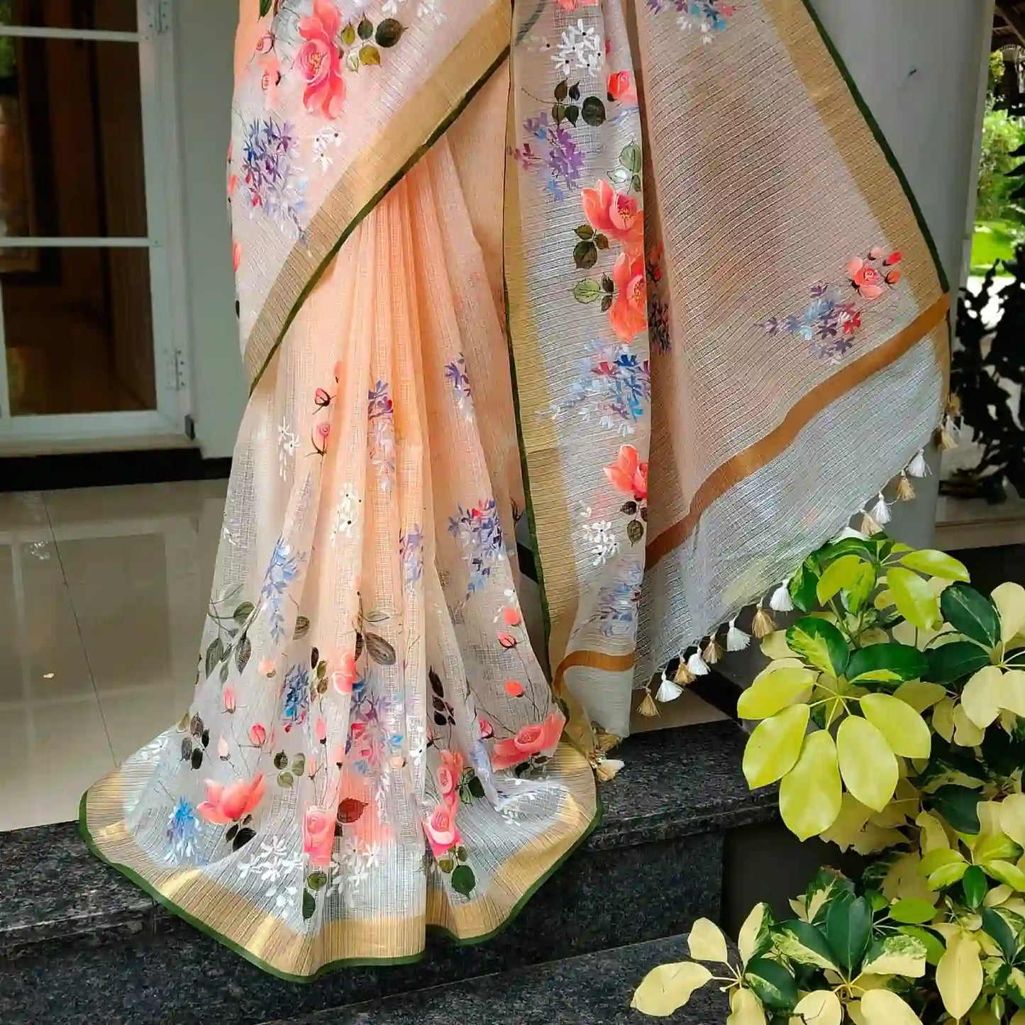 Gorgeous Art On Kota Doria Saree