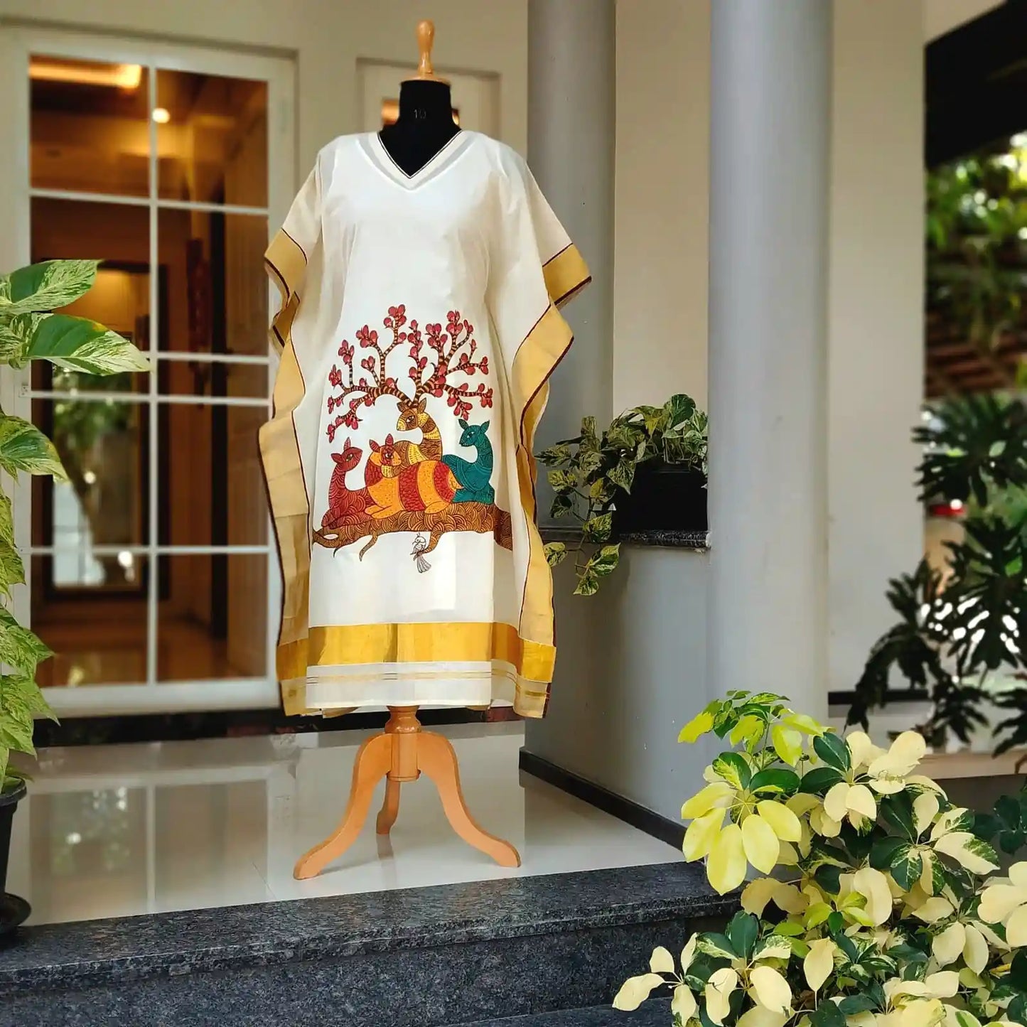 Gond Art On Semi Stitched Kaftan Set
