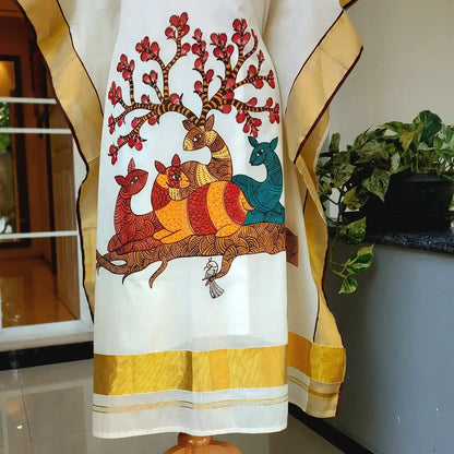 Gond Art On Semi Stitched Kaftan Set