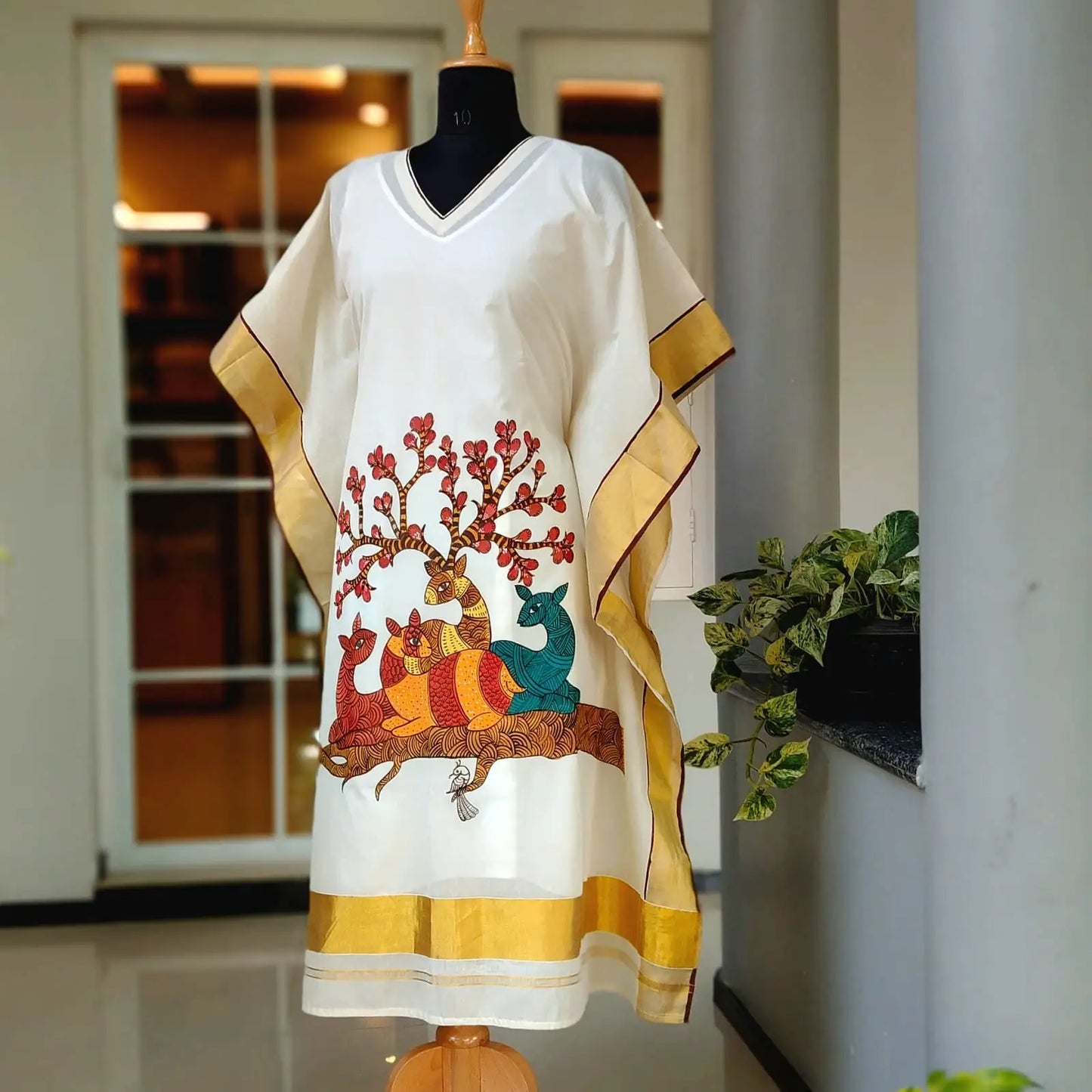 Gond Art On Semi Stitched Kaftan Set