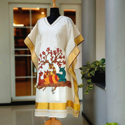 Gond Art On Semi Stitched Kaftan Set