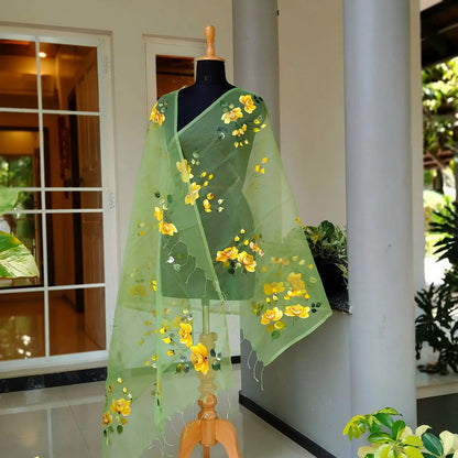 Gorgeous Hand-Painted Dupatta In Organza Fabric