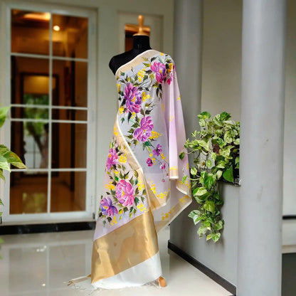 Gorgeous Hand-Painted Chanderi Silk Dupatta