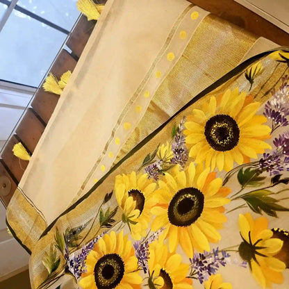 Sunflower Beauty on Kerala saree.