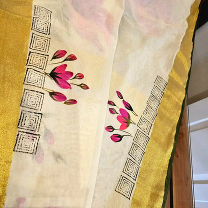 Kerala tradition meets hand-painted elegance