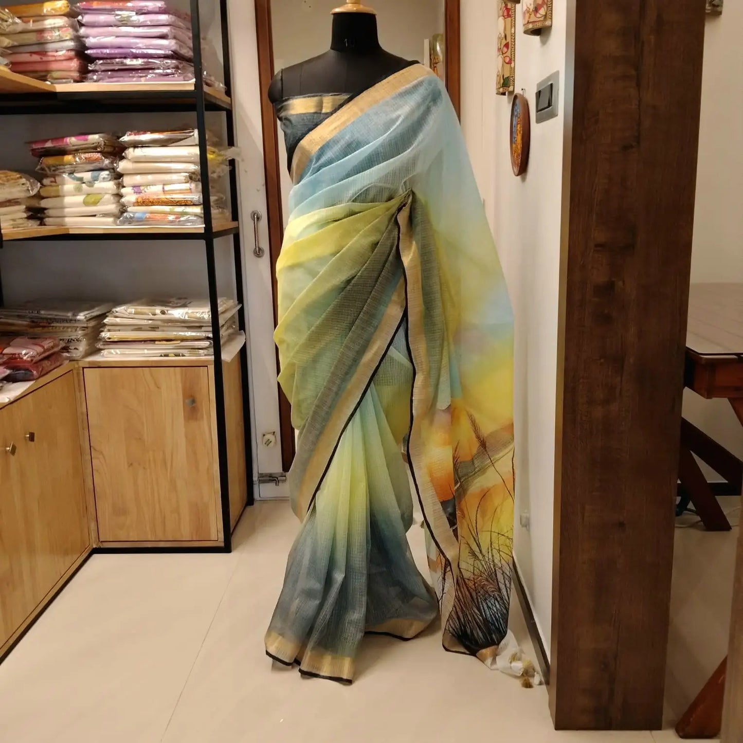 Hand-Painted Elegance In Kota Doria Fabric