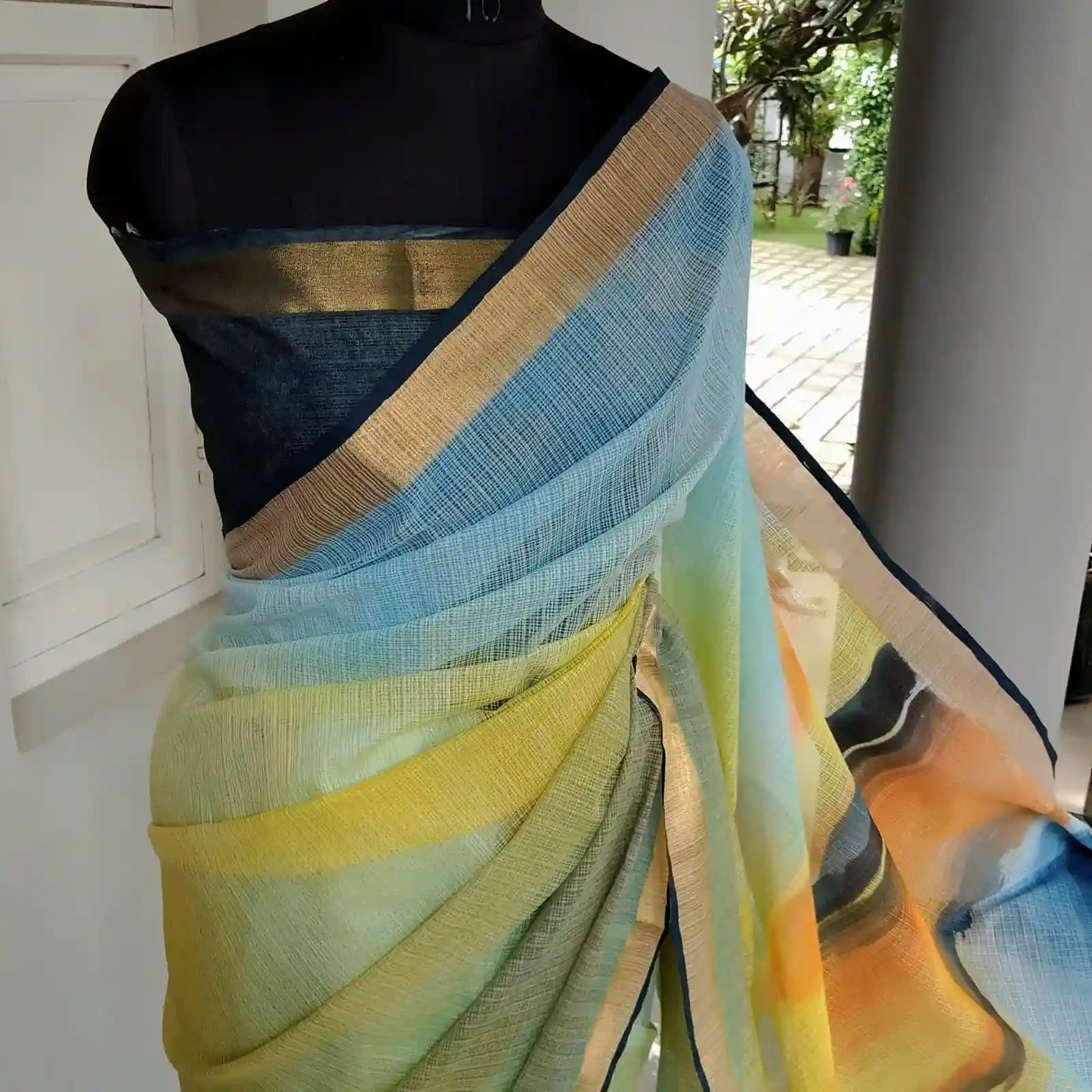 Hand-Painted Elegance In Kota Doria Fabric