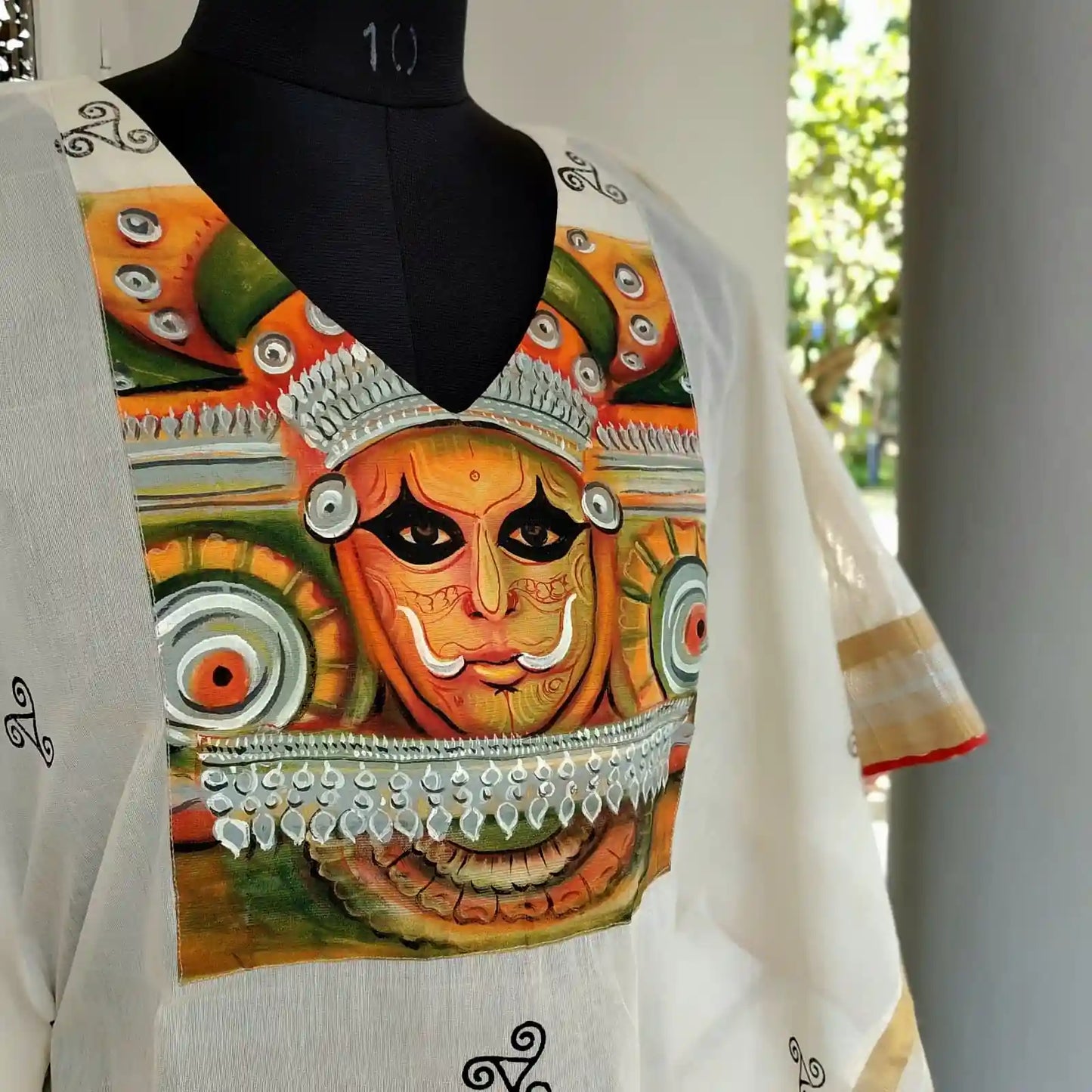 Hand painted Kaftan with Theyyam Motif