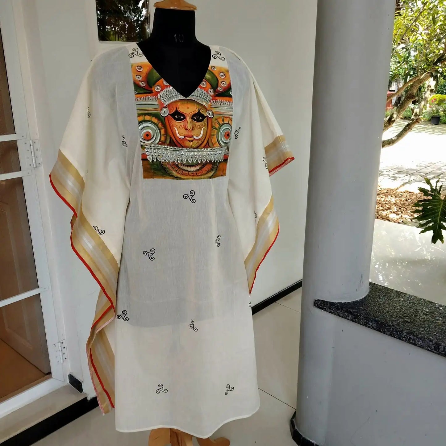 Hand painted Kaftan with Theyyam Motif