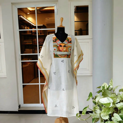 Hand painted Kaftan with Theyyam Motif