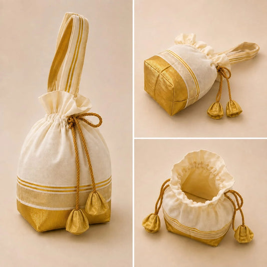 Elegant Kasavu Potli Bag