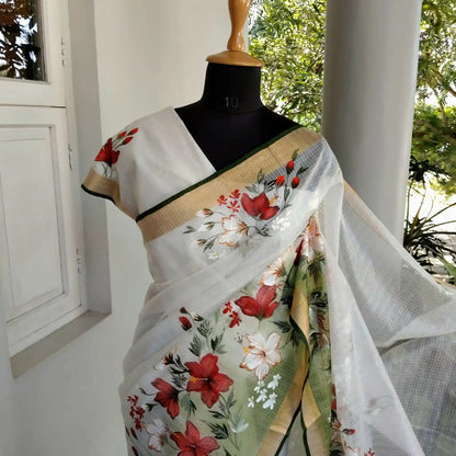 Artfully Hand-Painted Kota Doria Saree