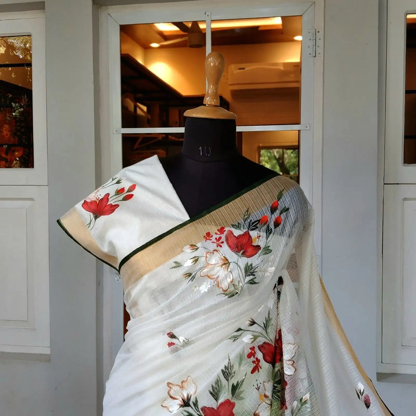 Artfully Hand-Painted Kota Doria Saree