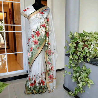 Artfully Hand-Painted Kota Doria Saree