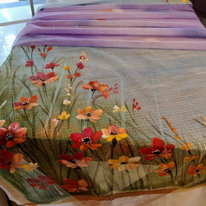 Artistic Landscape On Kota Doria Dupatta