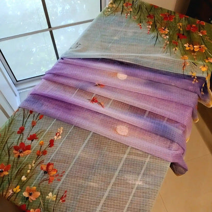 Artistic Landscape On Kota Doria Dupatta