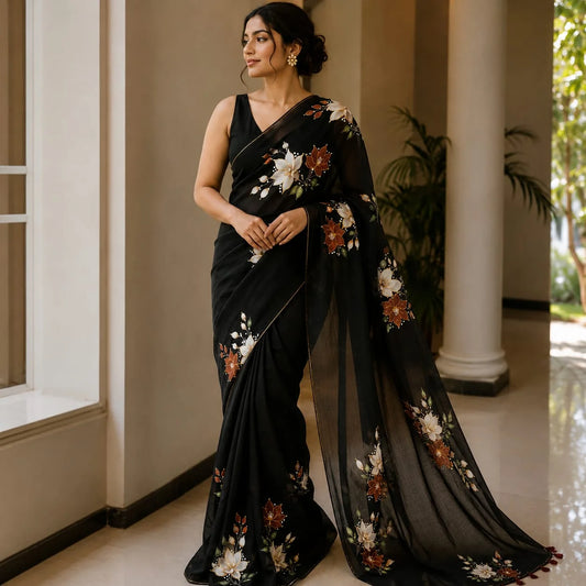 Pure Elegance In Hand-Painted Silk Organza