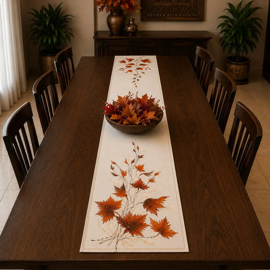 Pretty Maple Leaves Painted Table Runner
