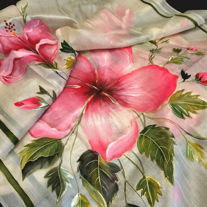 Gorgeous Hand-Painted Tusser Silk Dupatta