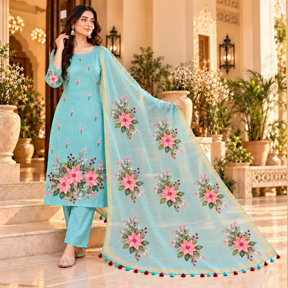 Hand-painted Christmas Theme Kurti Set