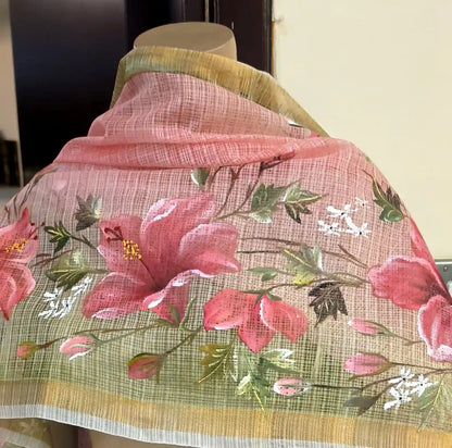 Elegant Hand-Painted And Handdyed Kota Doria Dupatta