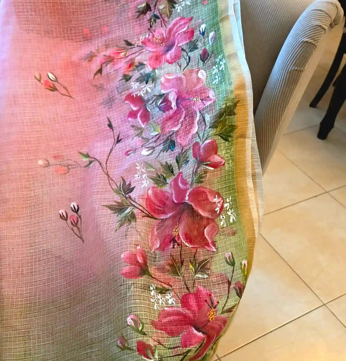 Elegant Hand-Painted And Handdyed Kota Doria Dupatta