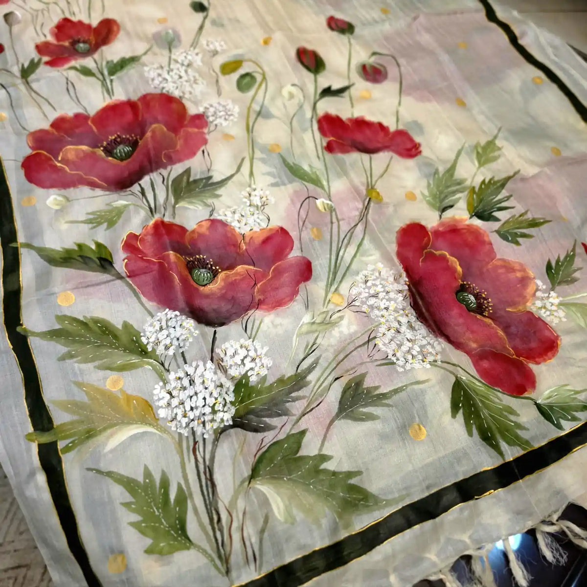 Beautiful Hand-Painted Dupatta In Tusser Silk