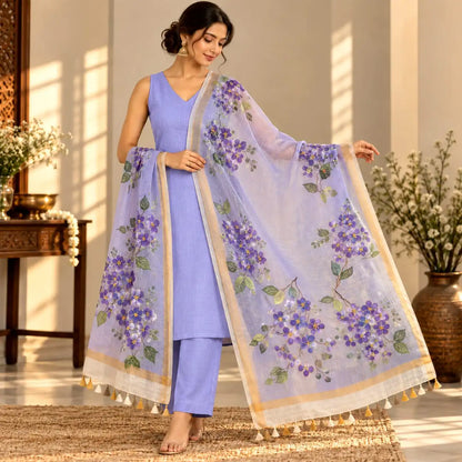 Hand-Painted And Handdyed Kota Doria Dupatta