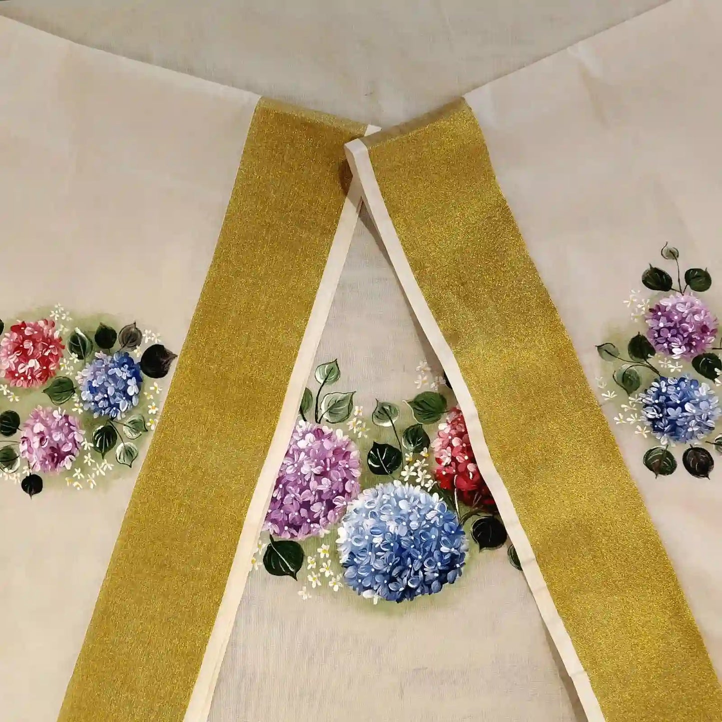 Hydrangea Blooms On Hand-Painted Blouse