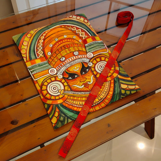Hand-Painted Fabric Patch with Theyyam Motif
