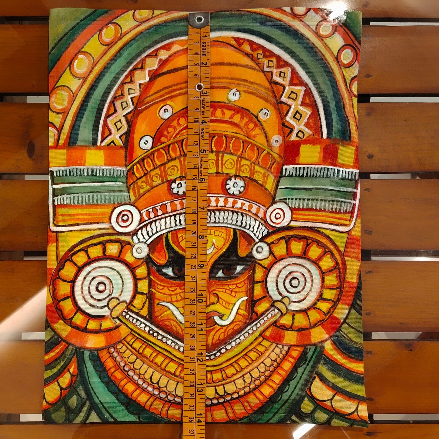 Hand-Painted Fabric Patch with Theyyam Motif