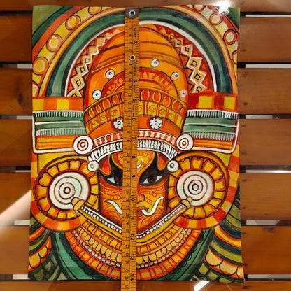 Hand-Painted Fabric Patch with Theyyam Motif
